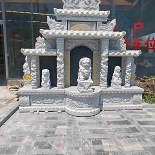 忻州芝麻白中国黑石材套墓 花岗岩墓碑